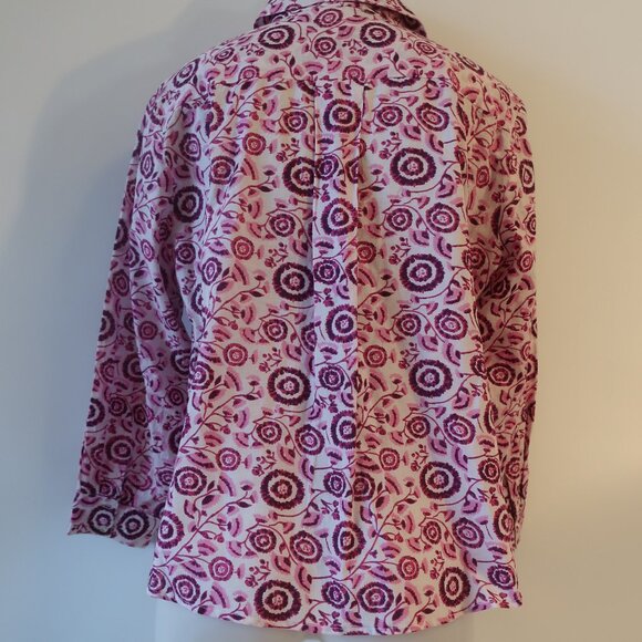 Womens Pomegranate White, Purple Design Button Down Shirt L - Picture 6 of 7